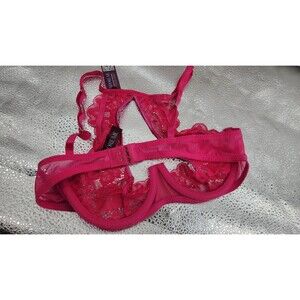 Adore Me 34B Pink Taluah Lace Balconette Bra Underwire Open Front NWT